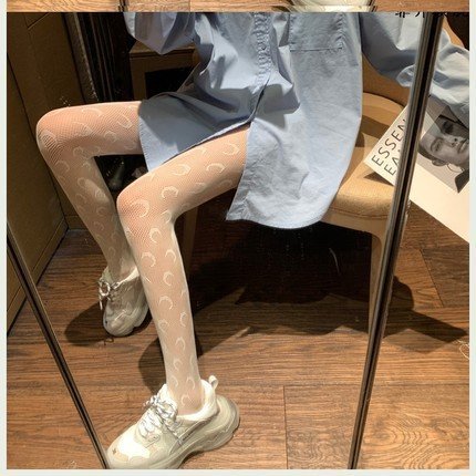 Mixed with multipleTattoo jacquard lace twill anti-hook silk black silk plus size pantyhose - 图片 4