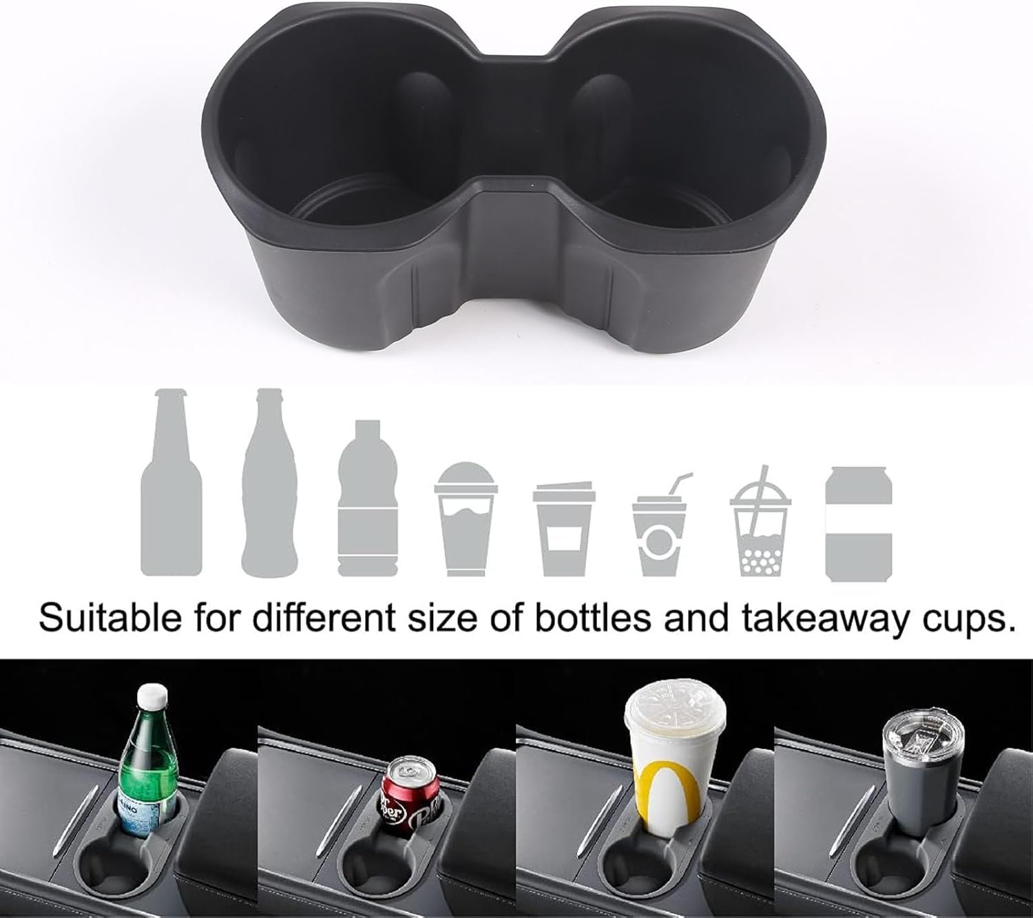 Centre Console Water Cup Holder Bottle Holder Storage Box for, Shockproof Sturdy Cup Holder Insert, Practical Silicone Car Accessories - 图片 3
