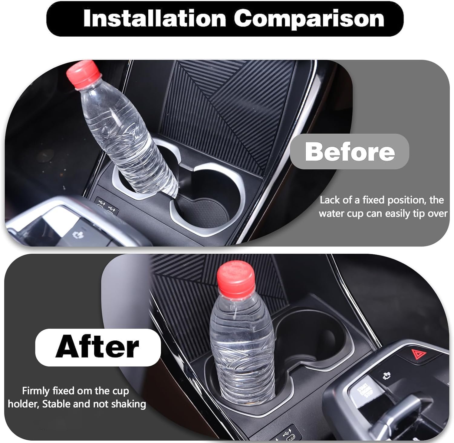 Centre Console Water Cup Holder Bottle Holder Storage Box for, Shockproof Sturdy Cup Holder Insert, Practical Silicone Car Accessories - 图片 5