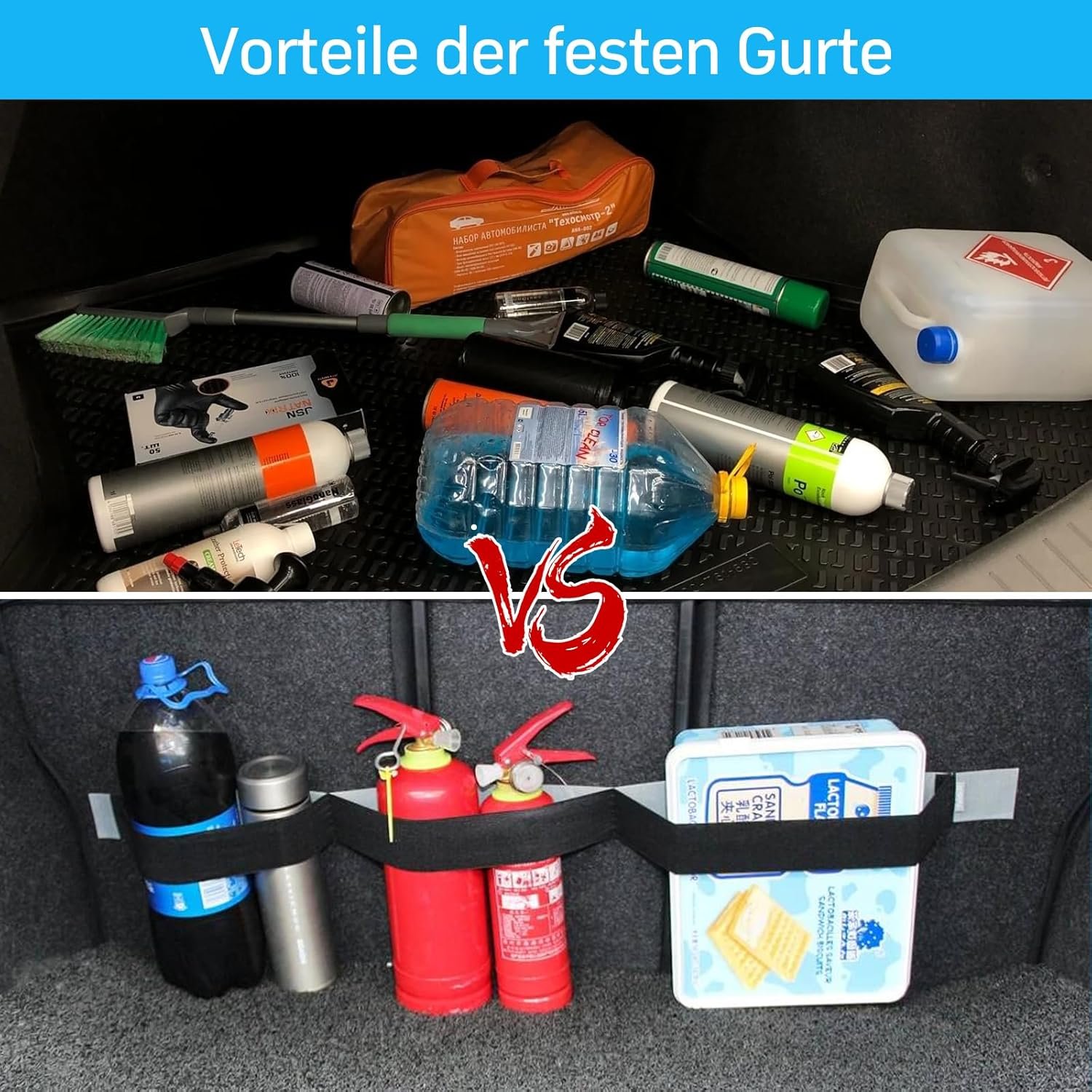 Pack of 2 Boot Orgagnizer Velcro of Items in the Car, Black Car Mounting Strap, Velcro Strap for Attaching, Car Accessories for Cars, Vans, Trucks - 图片 3