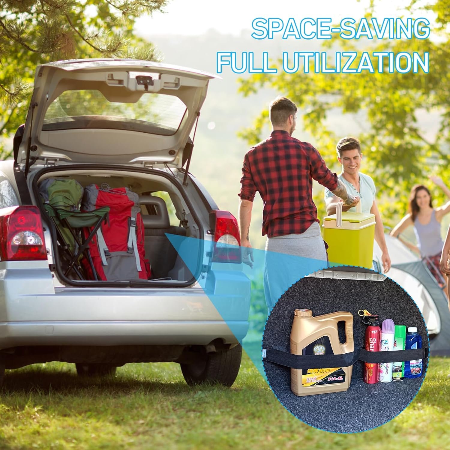 Pack of 2 Boot Orgagnizer Velcro of Items in the Car, Black Car Mounting Strap, Velcro Strap for Attaching, Car Accessories for Cars, Vans, Trucks - 图片 6