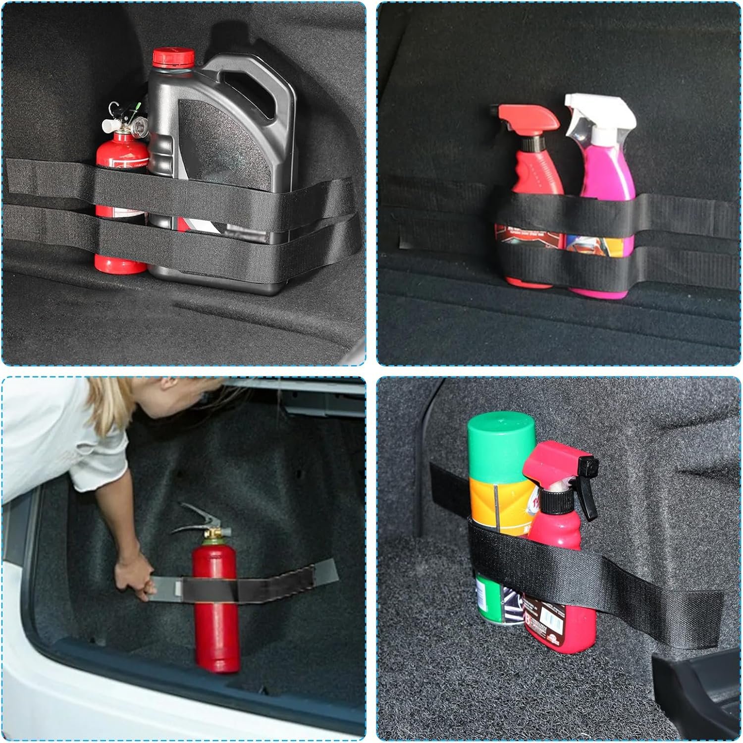 Pack of 2 Boot Orgagnizer Velcro of Items in the Car, Black Car Mounting Strap, Velcro Strap for Attaching, Car Accessories for Cars, Vans, Trucks - 图片 7